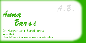 anna barsi business card